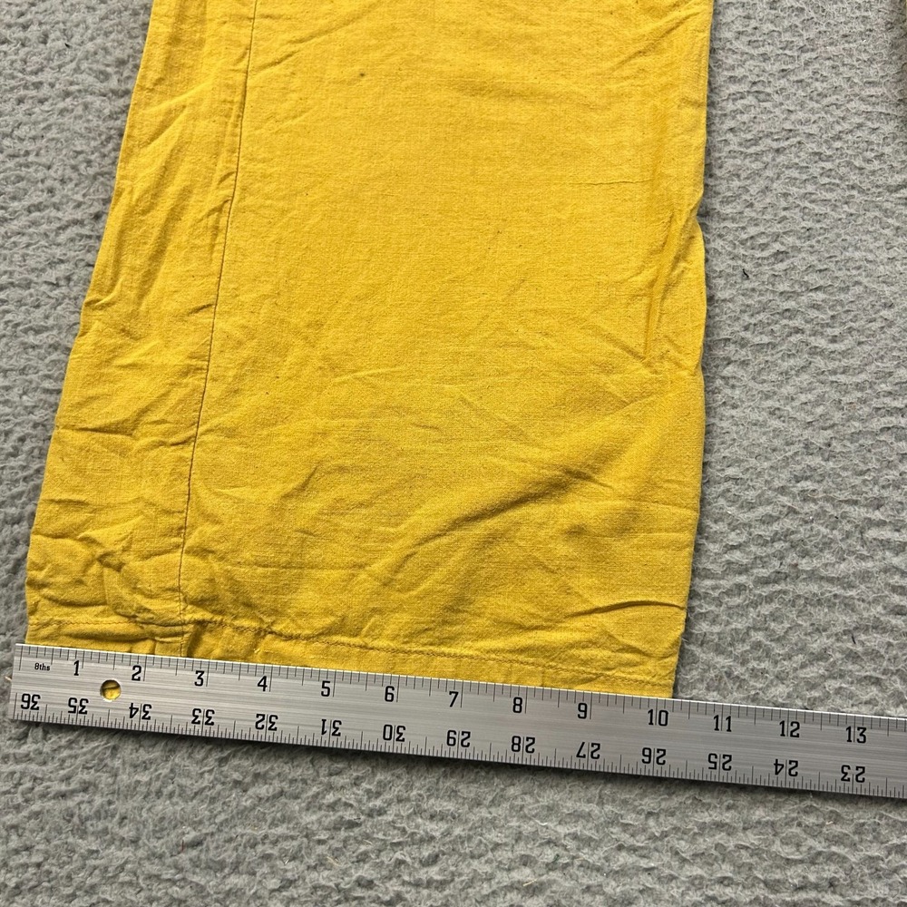 AIREI Mens Yellow Khadi Drawstring Trousers Cotton Wide Leg 100% Cotton XS - Picture 9 of 13